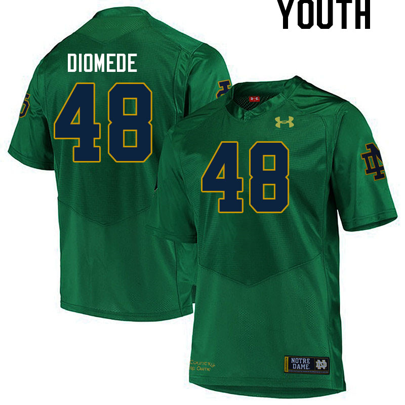 Youth #48 Marcello Diomede Notre Dame Fighting Irish College Football Jerseys Stitched Sale-Green